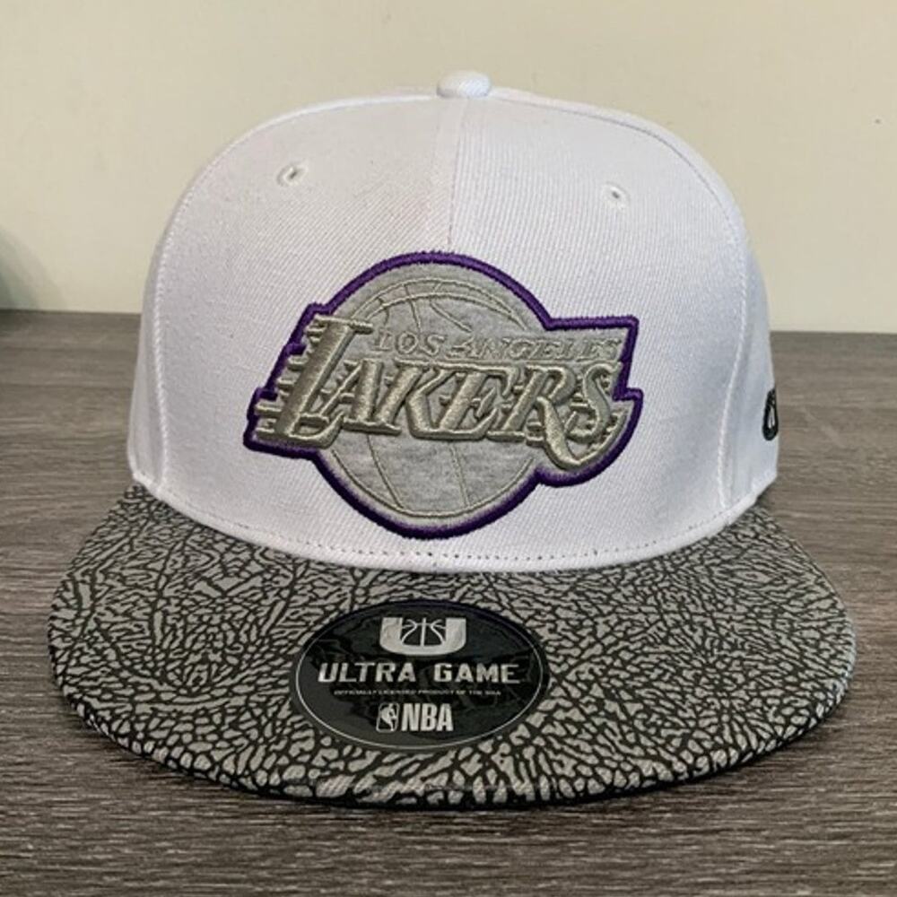 Ultra Game Los Angeles Lakers White Snapback Hat Cap One Size USED